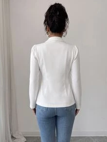 Modelyn Spring/Autumn Vintage Contrast Color Lace Patchwork Long Sleeve Waist-Cinching High-End Elegant Commuter Women's Blazer - Black and White - View 6