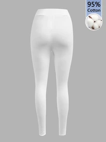 Tseoso 95%棉女款長腿緊身褲 2件套，黑白經典百搭低調風格，街頭時尚穿搭，咖啡廳休閒造型，多場合穿著，疊穿單品，現代都市時尚商務女裝辦公穿搭，靜奢老錢風，精緻通勤機場造型 - 彩色 - 查看 7