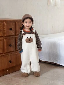 DAZY Infant (Girl) Korean Style Long Sleeve Colorblock Cartoon Jumpsuit - Khaki - View 6