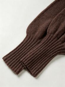 RosyDaze Women Oversized Polo Collar Balloon Sleeve Knit Sweater - Coffee Brown - View 7