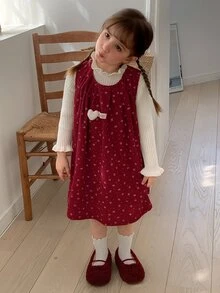 Hapijoa Young Girl Sweet Pleated Sleeveless Dress - Red - View 4