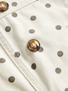 ROMWE Kawaii Women's Cute Polka Dot Denim Set - Beige - View 4