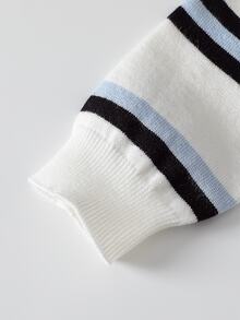 SHEIN 嬰兒/幼兒（男童）毛衣套裝，秋冬服飾，藍色條紋學院風休閒款，適合返校、派對、日常穿著 - 藍色 - 查看 3