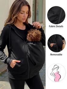 Momance Elegant Solid Color Maternity 3-In-1 Jacket For Home Wear Fall - Black - View 8