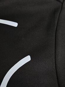 GymBeat Men's Geometric Print Long Sleeve Zip-Up Hooded Drawstring Sports Jacket - Black - View 5