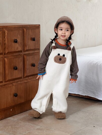 DAZY Infant (Girl) Korean Style Long Sleeve Colorblock Cartoon Jumpsuit