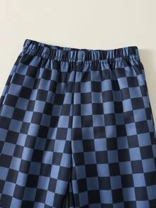 SHEIN 2件組嬰兒男孩/女孩秋冬款卡通鴨圖案針織柔軟圓領長袖套頭衛衣與格紋長褲套裝，百搭舒適 - 彩色 - 查看 7