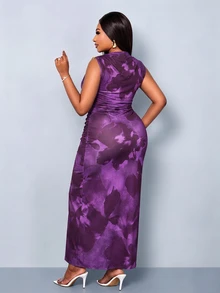 SOLERSUN Plus-Size Women's Slim-Fit Dress Suitable For Daily Commuting, Shopping, Parties, And Gatherings. - Violet Purple - View 8
