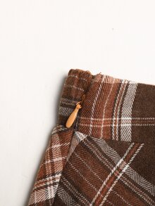SHEIN Teen Girls Teen Girl Simple Plaid Elegant Skirt Autumn/Winter - Multicolor - View 5