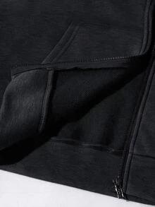 SHEIN 青少年男孩簡約拉鍊長袖連帽口袋衛衣 - 彩色 - 查看 6