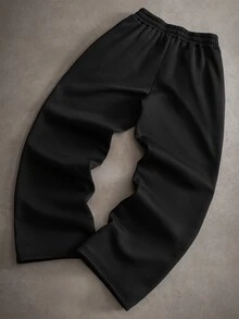 PAVTROS Men's Rhinestone Cross Pattern Pocket Wide Leg Sweatpants - Black - View 7