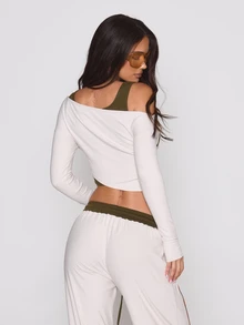 MUSERA Atasan Off-The-Shoulder dengan Slogan Cetak Grafis, Lapisan Dalam, Musim Gugur, Musim Dingin, Gaya Keren, Liburan, Sehari-hari, Pinggir Jalan, Pemberontak - MultiWarna - View 4