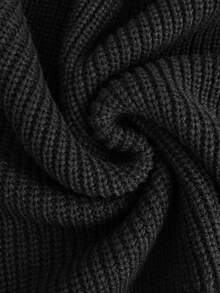 Manfinity Homme Men's Fall Embroidered Minimalist All-Match Casual Daily Wear Design Dropped Shoulder Fitted Long Sleeve Versatile Sweater Pullover Vacation Airport Black - Black - View 6
