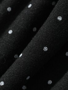 FRIFUL Women's Contrast Lace Polka Dot Print Off-Shoulder Long Sleeve T-Shirt - Black - View 8