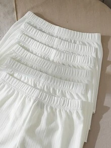 【2套隨機發送】女童純色背心短褲內衣套裝，簡約圓領無袖背心與短褲春夏套裝，基礎女孩休閒極簡內衣，居家睡眠休閒穿著極簡風內衣套裝 - 白色 - 查看 6