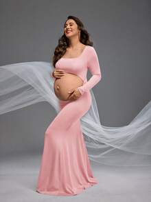 Cheriluna Maternity Maternity Mermaid Hem Dress - Pink - View 3