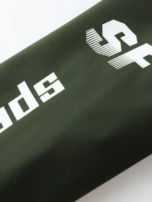 Manfinity Roghcode 男士拼色字母印花立領拉鍊長袖夾克 - 軍綠色 - 查看 4