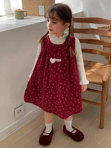 Hapijoa Young Girl Sweet Pleated Sleeveless Dress - Red - View 7