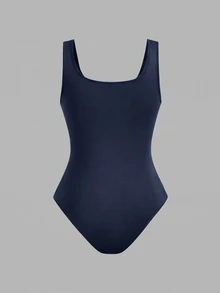 SHEIN EZwear Plus Size Simple Casual Bodysuit 4-Piece Set - Navy Blue - View 4