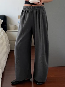DAZY Women's Solid Color Elastic Waist Loose Fit Lounge Pants - Grey - View 12