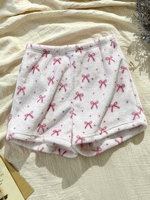 SHEIN Casual Underwear&Sleepwear 法蘭絨雲朵印花睡褲 - 彩色 - 查看 4