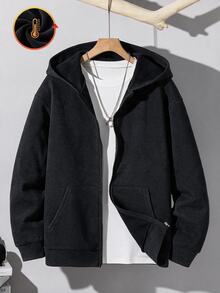 SHEIN 青少年男孩簡約拉鍊長袖連帽口袋衛衣 - 彩色 - 查看 1