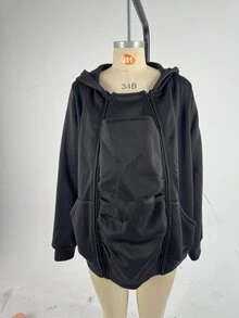 Momance Elegant Solid Color Maternity 3-In-1 Jacket For Home Wear Fall - Black - View 9