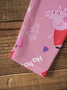 Peppa Pig X SHEIN Young Girl Letter Print Crew Neck Long Sleeve Sweatshirt And Pants Casual Set - White - View 5