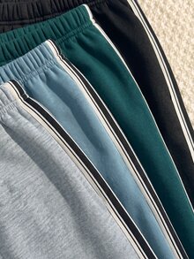SHEIN Kids 4pcs Pieces Young Boys Casual Cute Versatile Simple Print Solid Color Jogger Pants Elastic Waist Sweatpants All-Match Multi-Pack - Multicolor - View 4