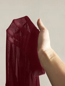 SHEIN ICON 大尺碼 Y2K 性感網紗拼接連身衣 - 酒紅色 - 查看 11