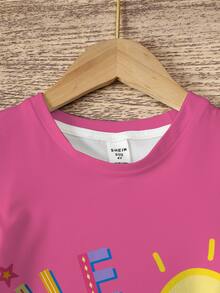 Peppa Pig X SHEIN Đầm tay ngắn cổ tròn in họa tiết hoạt hình cho bé gái - trắng - Xem 5