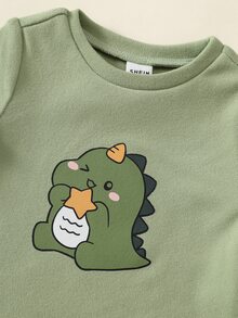男嬰卡通獅子圖案針織軟綿圓領長袖套頭上衣與長褲 4件套 - 彩色 - 查看 3