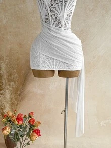 Soleia Temperament White Ruched Cami Dress, Body-Hugging Figure-Flattering -Back Short Dress - White - View 6