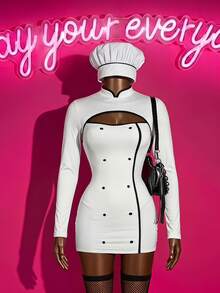Slaydiva Halloween - Sexy Maid Role Play Mini Dress - White - View 2