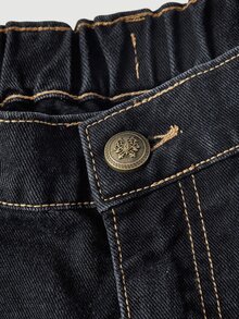 LUMIGAL Plus Size Women's Casual Cropped Jeans With Pocket And Vintage Button Design - Black - View 8