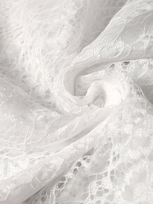 Rometta Plus Size Women's Lace Bell Sleeve Button Half-Placket Elegant Shirt Dress - White - View 4