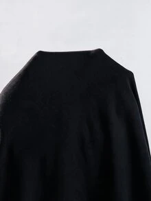 SHEIN BASICS تي شيرت نسائي بلون موحد برقبة دائرية وأكمام طويلة كاجوال متعدد الاستخدامات - أبيض - مشاهدة 6