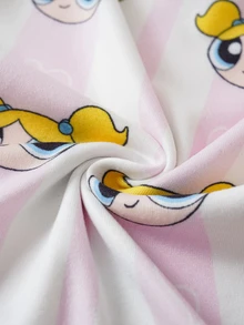 THE POWERPUFF GIRLS X SHEIN 女童圓領長袖上衣與長褲家居服套裝 - 粉色 - 查看 8