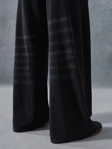 PAVTROS Men's Halloween American Vintage Washed Embroidered Wide Leg Black Sweatpants, Goth - Black - View 5
