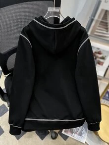 SHEIN 青少年男孩休閒寬鬆舒適百搭純色連帽衫，秋冬女款衣物 - 彩色 - 查看 2
