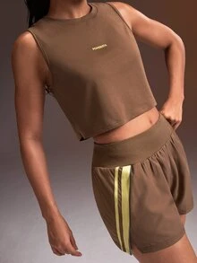 Powerista Women's Letter Print Casual Fitness Sports Tank Top - Brown - View 6