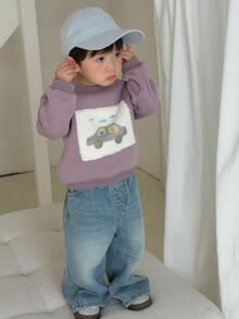 DAZY Baby Boy Crew Neck Long Sleeve Sweatshirt, Autumn/Winter - Grey - View 5