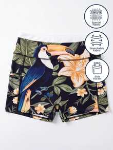 CAJUNI Casual Athletic Shorts With Pocket – Tropical Toucan Print – Gym Wear - Multicolor - View 3