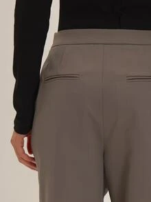 MUSEYN Grey Wove Knot Detail Wide Leg Tailored Trousers Versatile Everyday Date Night Chic New Season Fall - Dark Grey - View 6