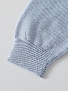 SHEIN 嬰兒/幼兒（男童）毛衣套裝，秋冬服飾，藍色條紋學院風休閒款，適合返校、派對、日常穿著 - 藍色 - 查看 4