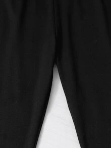 SHEIN 秋冬三件套 豹紋拉鍊背心修身長袖上衣高腰微喇運動褲 運動套裝 棕色黑色 - 黑色 - 查看 6