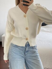 DAZY Women's Solid Color Casual Versatile Daily Outing Cardigan - Beige - View 5