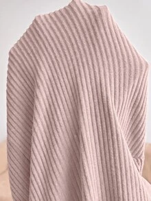 SHEIN 孕婦純色圓領長袖T恤與可調節腰圍長褲休閒兩件套 - 粉色 - 查看 7
