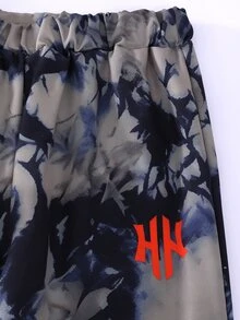 SHEIN Coolqubz 男童數位印花紮染運動衫套裝，秋季圓領長袖上衣與慢跑褲2件套，休閒運動時尚日常穿搭 - 彩色 - 查看 5
