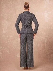 Lumalex Winter Fall Structured Shoulder Padded Waist-Cinching Long Sleeve Women's Blazer Dawn-To-Gala Elegant Poised Let Your Beauty Shine - Dark Grey - View 8